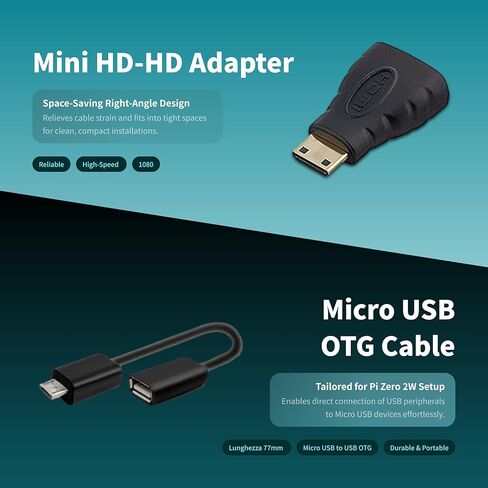 iRasptek Basic Kit for Raspberry Pi Zero 2 W with Acrylic Case,Mini HD-HD Adapter,Heatsink,Pin Header,Micro USB OTG Cable,Screwdriver| Ideal for DIY, IoT and STEM Projects in Saudi Arabia