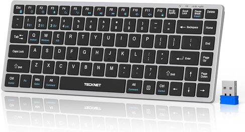 TECKNET Bluetooth Keyboard Rechargeable, 4-Device (2.4G+3BT) Wireless Keyboard, Ultra-Slim Quiet Typing, 14 Hotkeys Computer Keyboard for PC/Laptop/Smart TV/Tablet/iPad in Saudi Arabia