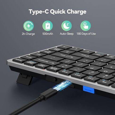 TECKNET Bluetooth Keyboard Rechargeable, 4-Device (2.4G+3BT) Wireless Keyboard, Ultra-Slim Quiet Typing, 14 Hotkeys Computer Keyboard for PC/Laptop/Smart TV/Tablet/iPad in Saudi Arabia