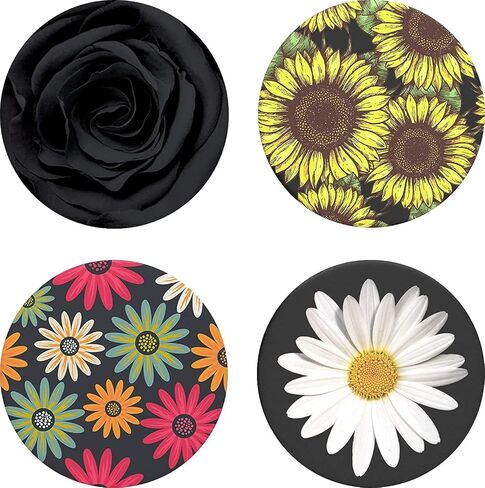 Multi-Function Cell Phone Stand, Sunflower Modern Grey Florals White Daisy Expanding Stand Grip for Smartphones and Tablets (4 Pack) in Saudi Arabia