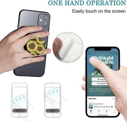 Multi-Function Cell Phone Stand, Sunflower Modern Grey Florals White Daisy Expanding Stand Grip for Smartphones and Tablets (4 Pack) in Saudi Arabia