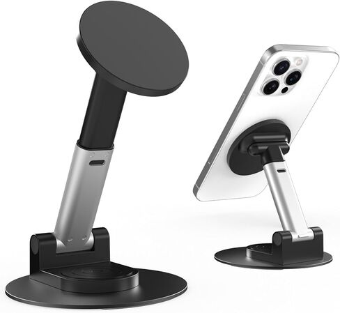 Magnetic Phone Stand for MagSafe, Compatible for All Smartphones with Metal Ring, Height Adjustable Stand with 360° Rotation, Compatible for iPhone 17 16 15 Series and All Phone Case, White in Kuwait