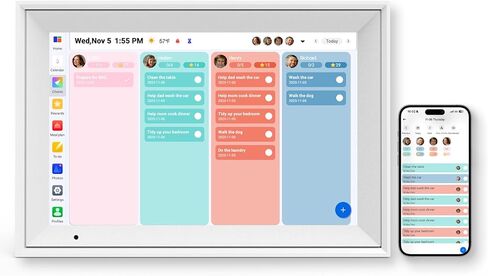 تقويم رقمي مقاس 10.1 بوصة - إطار صورة رقمي مع شاشة لمس IPS بدقة 1280 * 800 عالية الدقة، وإطار صور رقمي ذكي مدمج بذاكرة سعة 32 جيجابايت، وإعداد سهل التدوير التلقائي لمشاركة الصور عبر تطبيق AiMOR in Kuwait