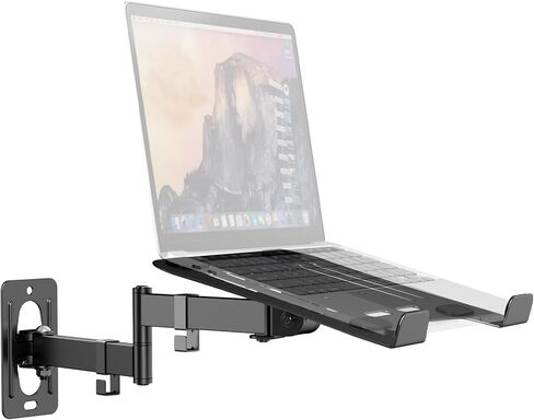 PUTORSEN 2-in-1 Laptop Wall Mount, Adjustable Arm for 10-17 Inch Notebook & Screens Under 32", Full Motion Adjustable Laptop Arm with Detachable Tray, Holds 4.4-19.8 lbs (Black) in Saudi Arabia