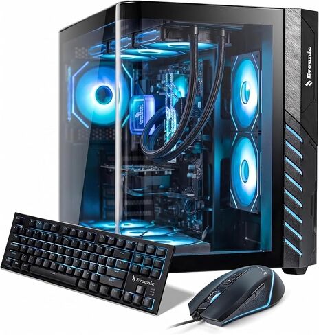 جهاز كمبيوتر مكتبي للألعاب مبرد سائل - Ryzen 7 8700F حتى 5.0 جيجا هرتز، GeForce RTX 4060 Ti، ذاكرة الوصول العشوائي DDR5 سعة 16 جيجابايت، 1 تيرابايت NVME، WiFi 6 & BT 5.4، 9 × مراوح ARGB، Windows 11، لوحة مفاتيح وماوس ميكانيكية in Kuwait