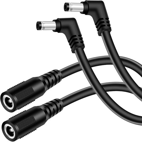 18AWG 2-Pack DC Power Extension Cable, 5.5mm x 2.5mm Right Angle Male to Female Barrel Plug Jack Power Supply Adapter 5.5x2.5mm Extension Cord for CCTV Surveillance Security Camera LED Strip, 10FT in Saudi Arabia