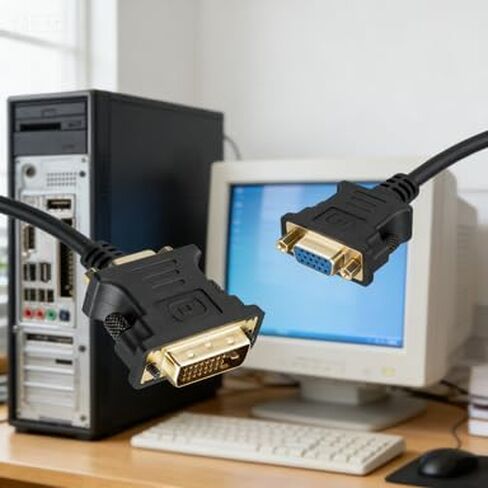 VGA Female to DVI Male Bidirectional Converter Adapter, DVI-D 24+5 to VGA with Gold-Plated Cord, Support 1080P HDTV Dual Link for Monitor, 2 Pack in Saudi Arabia