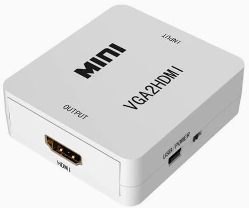 White VGA to HDMI Adapter, High-Definition Conversion, Audio & Video Synchronous Transmission, Portable in Saudi Arabia