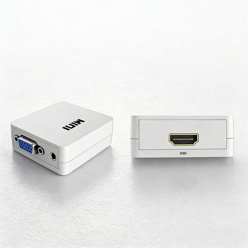 White VGA to HDMI Adapter, High-Definition Conversion, Audio & Video Synchronous Transmission, Portable in Saudi Arabia