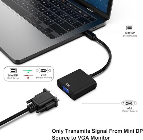Mini DisplayPort to VGA Adapter, Mini DP Display Port to VGA Male to Female Converter Compatible with Thunderbolt ThinkPad SurfacePro PC in Saudi Arabia