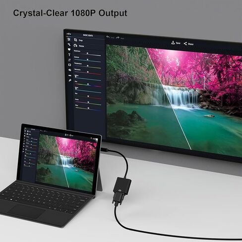 Mini DisplayPort to VGA Adapter, Mini DP Display Port to VGA Male to Female Converter Compatible with Thunderbolt ThinkPad SurfacePro PC in Saudi Arabia