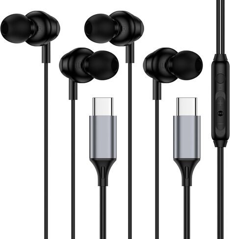 Type C Earphones Wired Headphones for Google Pixel 10a 10 Pro XL 10 9a 9 8 7 6 USB C Earbuds Wired Headphones 2 Pack for iPhone 17e 17 Pro Max 16 15, Samsung S26 Ultra S25 Android with Microphone in Saudi Arabia