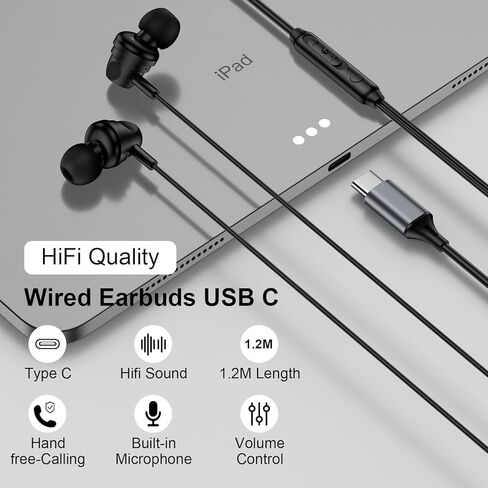 Type C Earphones Wired Headphones for Google Pixel 10a 10 Pro XL 10 9a 9 8 7 6 USB C Earbuds Wired Headphones 2 Pack for iPhone 17e 17 Pro Max 16 15, Samsung S26 Ultra S25 Android with Microphone in Saudi Arabia