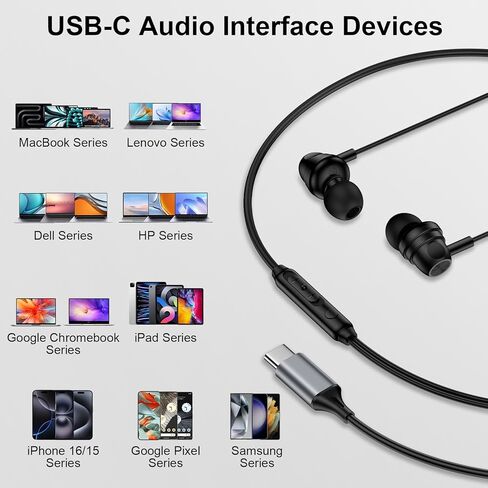 Type C Earphones Wired Headphones for Google Pixel 10a 10 Pro XL 10 9a 9 8 7 6 USB C Earbuds Wired Headphones 2 Pack for iPhone 17e 17 Pro Max 16 15, Samsung S26 Ultra S25 Android with Microphone in Saudi Arabia