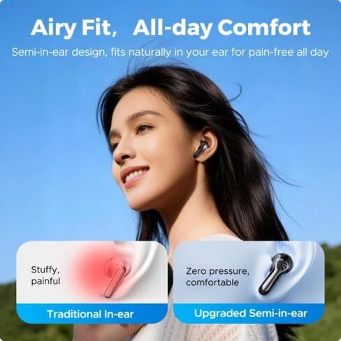 SoundPEATS Air6 HS Wireless Earbuds, Bluetooth 6.0, LDAC Hi-Res Audio for HiFi Sound, 13mm Dynamic Driver, Total 45H, Quick Charging, IPX5 Resistant, Comfortable Fit, ENC Noise Canceling, Support App in Saudi Arabia