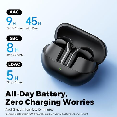 SoundPEATS Air6 HS Wireless Earbuds, Bluetooth 6.0, LDAC Hi-Res Audio for HiFi Sound, 13mm Dynamic Driver, Total 45H, Quick Charging, IPX5 Resistant, Comfortable Fit, ENC Noise Canceling, Support App in Kuwait
