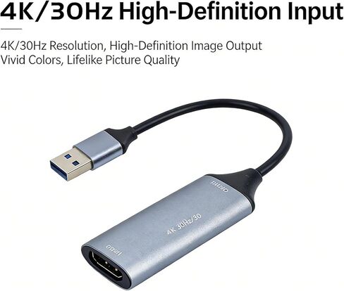 بطاقة التقاط فيديو GOWENIC 4K 30 هرتز، جهاز التقاط فيديو HDMI، HDTV إلى النوع C 3.0 بطاقة بث للعبة تعليمية لمؤتمرات البث المباشر in Saudi Arabia