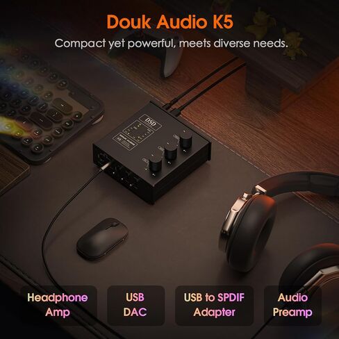 Douk Audio K5 PC DAC Headphone Amplifier Digital to Analog Converter with USB & Optical Input DSD256 for Amplifiers, Speakers, Mac, Computer (K5) in Saudi Arabia