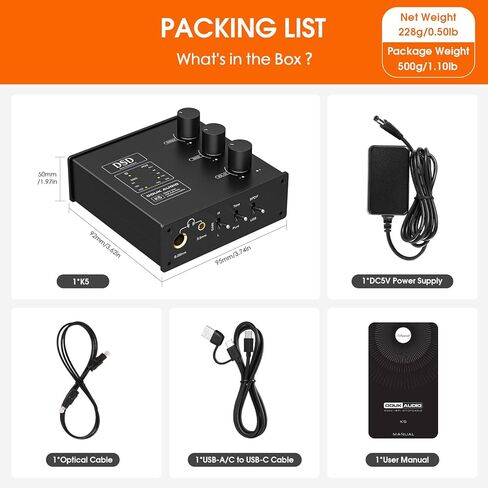 Douk Audio K5 PC DAC Headphone Amplifier Digital to Analog Converter with USB & Optical Input DSD256 for Amplifiers, Speakers, Mac, Computer (K5) in Saudi Arabia