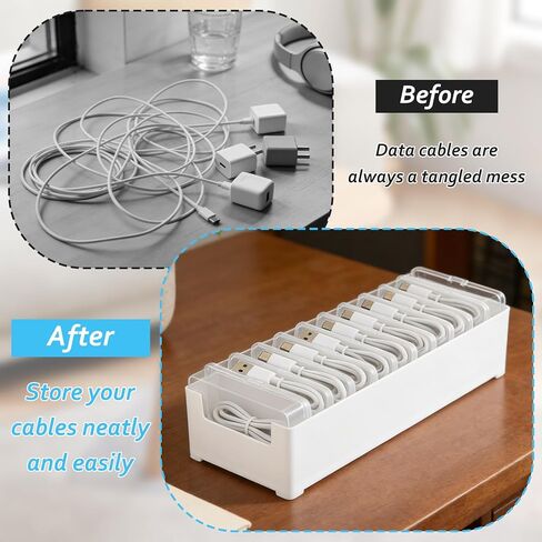 4 Sets Cable Organizer Storage Box with 11 Clear Switch Case Desktop Cable Management Box Power Cord Organizer Stackable Cords Storage Organizer for Office Home Desk Accessories Stationery Supplies in Saudi Arabia