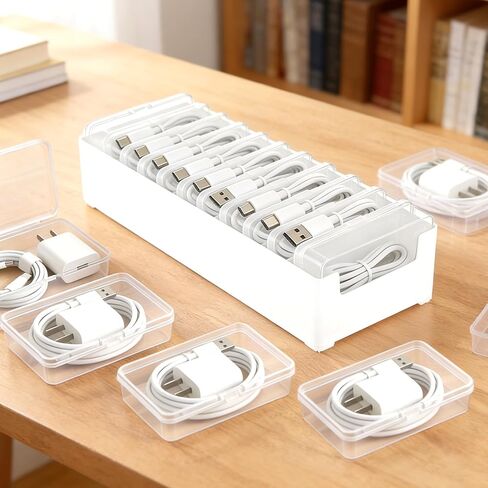 4 Sets Cable Organizer Storage Box with 11 Clear Switch Case Desktop Cable Management Box Power Cord Organizer Stackable Cords Storage Organizer for Office Home Desk Accessories Stationery Supplies in Saudi Arabia