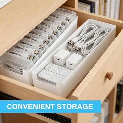 4 Sets Cable Organizer Storage Box with 11 Clear Switch Case Desktop Cable Management Box Power Cord Organizer Stackable Cords Storage Organizer for Office Home Desk Accessories Stationery Supplies in Saudi Arabia