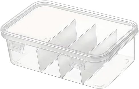 1Pc Large Capacity Data Cable Storage Box with Lid & 4 Compartments, Durable Plastic Organizer for Office & Home, Space Saving Desktop Storage for Cable & Daily Accessories Organization in Saudi Arabia