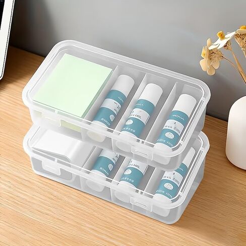 1Pc Large Capacity Data Cable Storage Box with Lid & 4 Compartments, Durable Plastic Organizer for Office & Home, Space Saving Desktop Storage for Cable & Daily Accessories Organization in Saudi Arabia