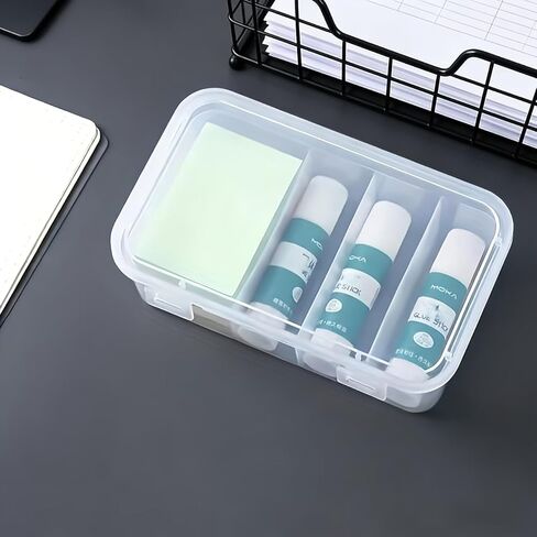 1Pc Large Capacity Data Cable Storage Box with Lid & 4 Compartments, Durable Plastic Organizer for Office & Home, Space Saving Desktop Storage for Cable & Daily Accessories Organization in Saudi Arabia