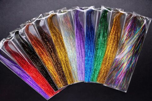 Fly Tying Materials - 13 Colors Holographic Flashabou Tinsel 0.3mm Flash Sparkle Fibers for Trout Tube Flies & Streamers in Saudi Arabia