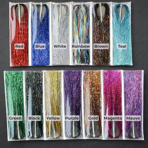 Fly Tying Materials - 13 Colors Holographic Flashabou Tinsel 0.3mm Flash Sparkle Fibers for Trout Tube Flies & Streamers in Saudi Arabia