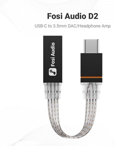 Fosi Audio D2 USB C to 3.5mm Audio Adapter Dongle, DAC Amp for IM4 Wired IEM Earbuds, Headphone Jack Adapter with Mic Support, Type C Male to 3.5mm Female, 32bit/384kHz in Saudi Arabia
