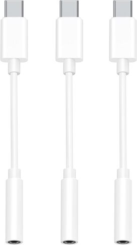 USB C to 3.5mm Headphone Jack Adapter MFi Certified HiFi 3 Pack Type C Aux Audio Dongle Cable Cord for iPhone 17 Air 16e 16 15 Samsung Galaxy S25 S24 S23 S22 Plus Pro Max Ultra Note Pixel iPad MacBook in Saudi Arabia