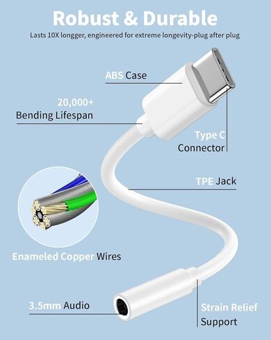 USB C to 3.5mm Headphone Jack Adapter MFi Certified HiFi 3 Pack Type C Aux Audio Dongle Cable Cord for iPhone 17 Air 16e 16 15 Samsung Galaxy S25 S24 S23 S22 Plus Pro Max Ultra Note Pixel iPad MacBook in Saudi Arabia