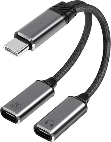 Mandiq USB C Splitter 1 in 2 Out，Type C to Headphone Jack Adapter and Charger Adapter Audio Dongle Cable with PD 100W for iPhone 16 15 Pro Max， iPad Pro，More USBC in Saudi Arabia