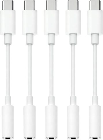 محول سماعة رأس USB-C إلى 3.5 مم - HiFi متوافق مع Apple iPhone 17 16 15 Samsung Galaxy S25 S24 S23 S22 S21 Plus Pro Max Ultra Pixel iPad - محول دونجل من النوع C إلى سلك Aux (عبوتان) in Saudi Arabia