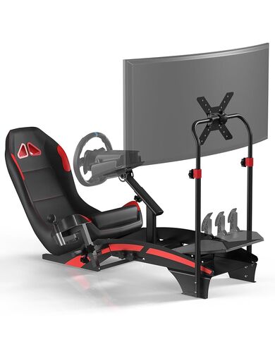قمرة قيادة محاكاة السباق RACGTING F1-Style مع حامل تلفزيون مدمج، وضع قيادة صيغة قابل للتعديل لمتسابقي Sim المتقدمين، متوافق مع Logitech وThrustmaster وFanatec in Kuwait