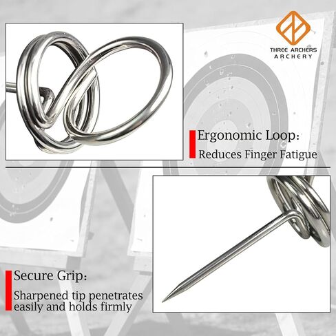 THREE ARCHERS Archery Target Pins 304 Stainless Steel –Universal Fit for EVA Foam/XPE/BagTargets-Target Pins with Ergonomic Finger Loop in Saudi Arabia