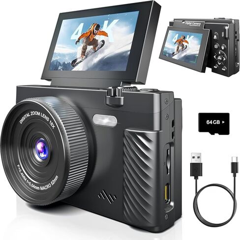 4K Digital Camera for Photography, Autofocus Vlogging Camera for YouTube with WiFi, Point and Shoot Camera for Beginners Teens and Travel (Standard Style) in Saudi Arabia