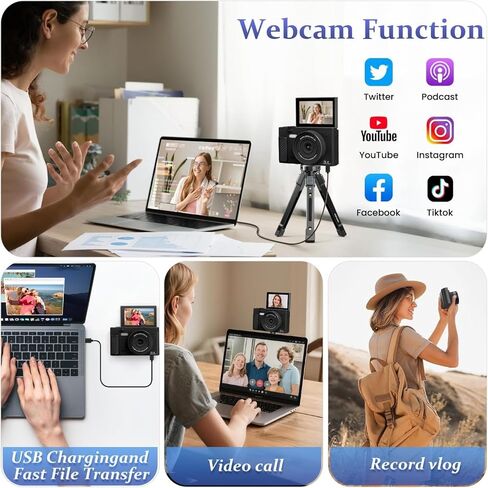 4K Digital Camera for Photography, Autofocus Vlogging Camera for YouTube with WiFi, Point and Shoot Camera for Beginners Teens and Travel (Standard Style) in Saudi Arabia