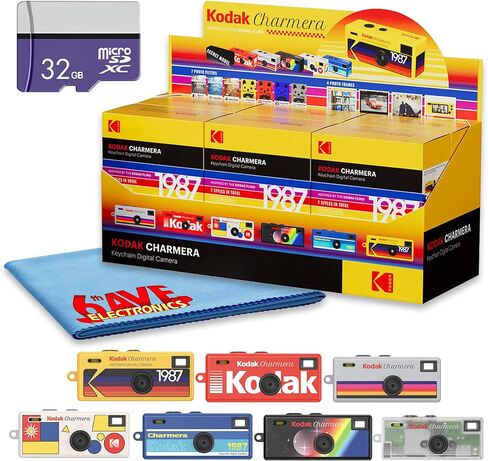 Kodak Charmera Keychain Digital Camera 6-Pack, Blind Box Mini Retro Camera for Gifts, Collectibles, Parties and Lo-Fi Photos (RK0602) + 32GB Memory Card + Micro Fiber Cloth (13pc Bundle) in Saudi Arabia