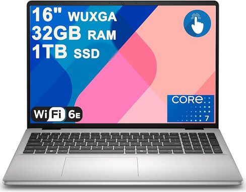 Dell 16 Laptop 16" WUXGA Comfortview Touchscreen Intel 10-core Core 7 150U 64GB DDR5 4TB SSD Backlit Fingerprint WiFi6E FHD Camera ExpressCharge for Creator Business Professional Win11Pro in Saudi Arabia