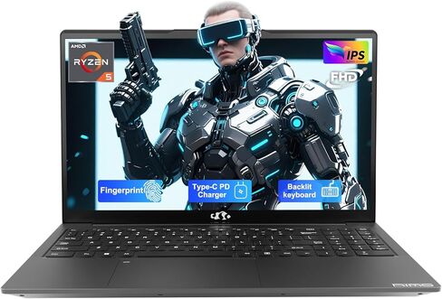 كمبيوتر محمول طالب NIMO مقاس 15.6 بوصة FHD IPS - ذاكرة وصول عشوائي 16 جيجابايت و512 جيجابايت SSD، AMD Ryzen 5 (Beat i5-1135G7، 4 نواة تصل إلى 3.7 جيجا هرتز)، 65 وات نوع C، ضمان لمدة عامين، بصمة الإصبع، لوحة مفاتيح بإضاءة خلفية، Wi-Fi 5، BT5.2 in Kuwait