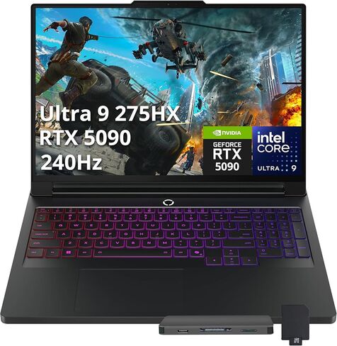 Lenovo Legion Pro 7i AI 16" WQXGA OLED 240Hz Gaming Laptop, Intel Ultra 9 275HX, GeForce RTX 5090 24GB, 64GB DDR5, 5TB Storage (4TB SSD+1TB Docking Station), Backlit Keyboard, Wi-Fi 7, Win 11, Black in Saudi Arabia