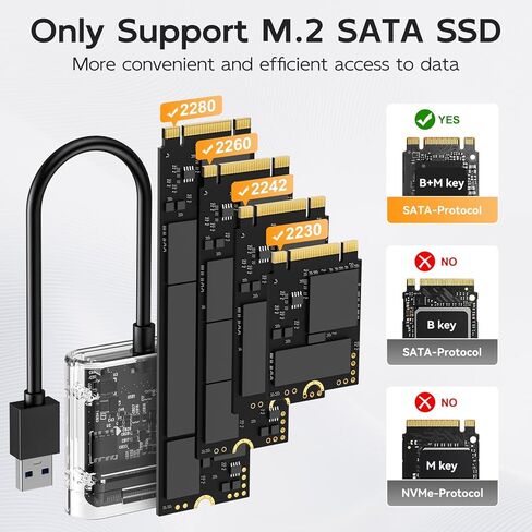 MAIWO M.2 SATA SSD Enclosure for B+M Key, USB3.0 to SATA Adapter, 5Gbps M.2 SATA Reader, High-Strength ABS, K1715S in Saudi Arabia