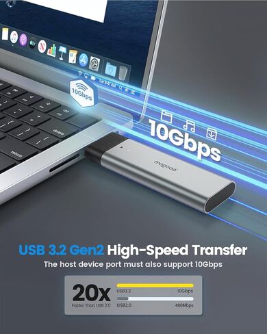 MOGOOD SSD Enclosure, USB 3.2 Gen 2 NVMe SSD Adapter, 10Gbps High-Speed USB/Type C M.2 Case, Plug and Play, Compatible for 2280/2260/2242/2230 SSDs, ABS Material in Saudi Arabia