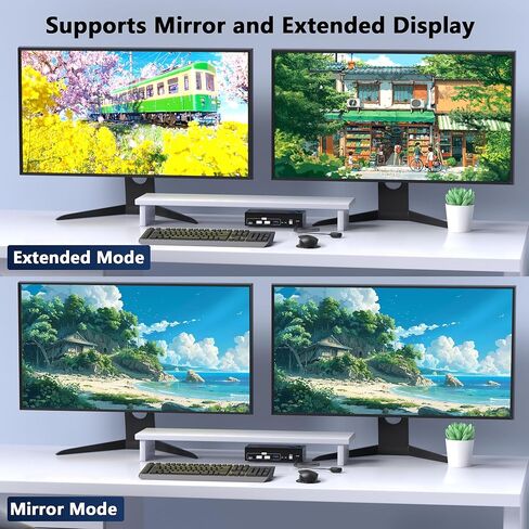 DisplayPort KVM Switch 2 شاشات 2 جهاز كمبيوتر، 4K@60 هرتز USB3.0 KVM Switch منفذ عرض لجهازي كمبيوتر يشاركان الشاشات المزدوجة و4 أجهزة USB، مفتاح شاشة تبديل الكمبيوتر لجهازي كمبيوتر in Kuwait