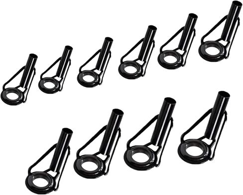 Fishing Rod Tip Repair Kit, 10 Pcs Stainless Steel Guide with Ceramic Ring Replacement for Freshwater Saltwater Fishing Rods, Black in Saudi Arabia