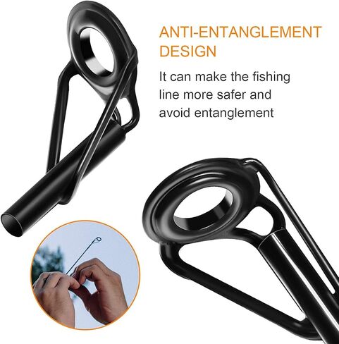Fishing Rod Tip Repair Kit, 10 Pcs Stainless Steel Guide with Ceramic Ring Replacement for Freshwater Saltwater Fishing Rods, Black in Saudi Arabia