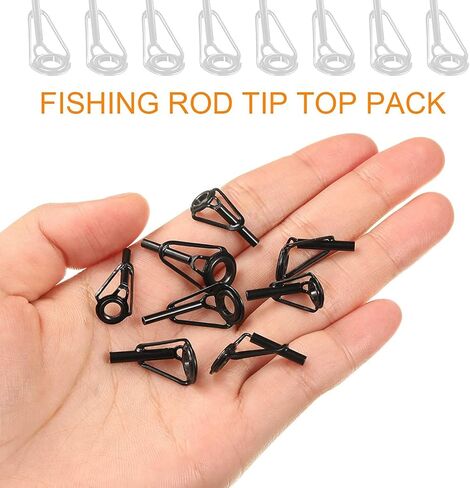 Fishing Rod Tip Repair Kit, 10 Pcs Stainless Steel Guide with Ceramic Ring Replacement for Freshwater Saltwater Fishing Rods, Black in Saudi Arabia